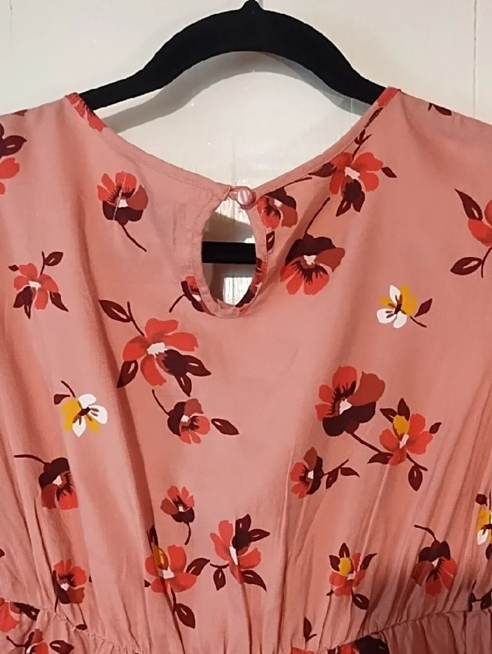 EUC Old Navy Rose Pink Floral V-Neck Midi Dress Girls XL.